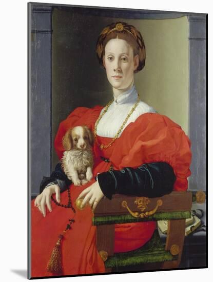 Bildnis Einer Dame Mit Schosshuendchen, 1537-1540-Agnolo Bronzino-Mounted Giclee Print