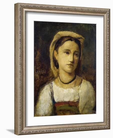 Bildnis Eines Italienischen Maedchens, um 1870-Jean-Baptiste-Camille Corot-Framed Giclee Print