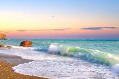 Waves and Sky during Sunset.-biletskiy-Framed Photographic Print