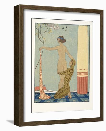 Bilitis, Illustration from Les Chansons De Bilitis, by Pierre Louys, Pub. 1922 (Pochoir Print)-Georges Barbier-Framed Giclee Print