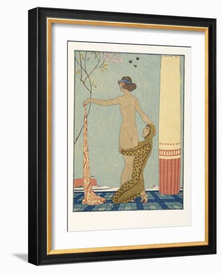 Bilitis, Illustration from Les Chansons De Bilitis, by Pierre Louys, Pub. 1922 (Pochoir Print)-Georges Barbier-Framed Giclee Print