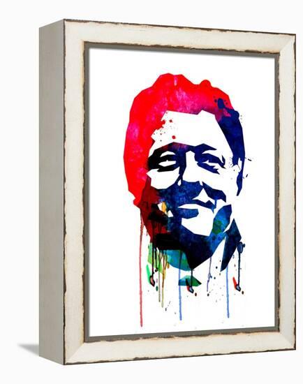 Bill Clinton Watercolor-Lora Feldman-Framed Stretched Canvas