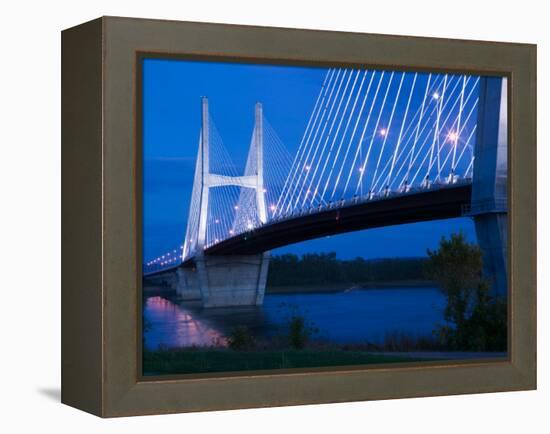 Bill Emerson Memorial Bridge Across the Mississippi River, Cape Girardeau, Missouri, USA-Walter Bibikow-Framed Premier Image Canvas