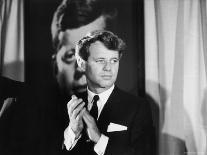 Thoughtful Senator Robert F. Kennedy on Airplane During Campaign Trip to Aid Local Candidates-Bill Eppridge-Photographic Print