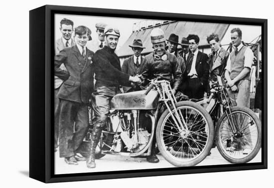 Bill Lacey and Tommy Atkins with a Norton Bike, 1931-null-Framed Premier Image Canvas
