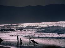 Surfers at Sunset, Ehukai, Oahu, Hawaii-Bill Romerhaus-Photographic Print