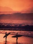 Surfers at Sunset, Ehukai, Oahu, Hawaii-Bill Romerhaus-Photographic Print