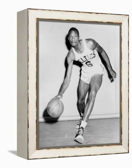 Bill Russell in His Boston Celtics Uniform in 1958-null-Framed Stretched Canvas