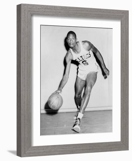 Bill Russell in His Boston Celtics Uniform in 1958-null-Framed Photo