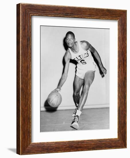 Bill Russell in His Boston Celtics Uniform in 1958-null-Framed Photo