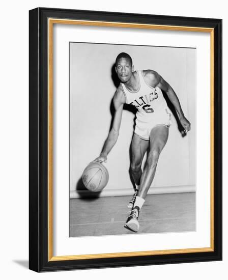 Bill Russell in His Boston Celtics Uniform in 1958-null-Framed Photo