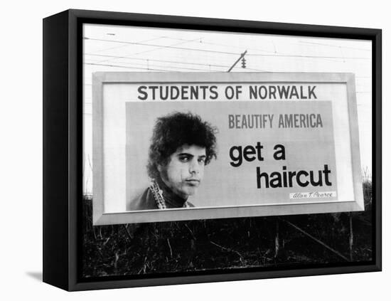 Billboard in Norwalk, Connecticut, Ridiculing of Long Hair-null-Framed Stretched Canvas