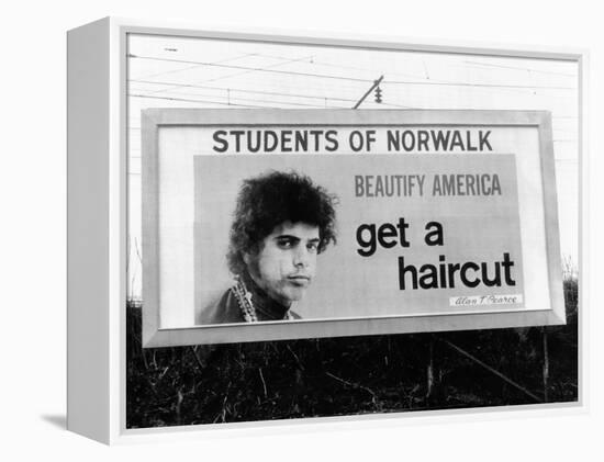 Billboard in Norwalk, Connecticut, Ridiculing of Long Hair-null-Framed Stretched Canvas