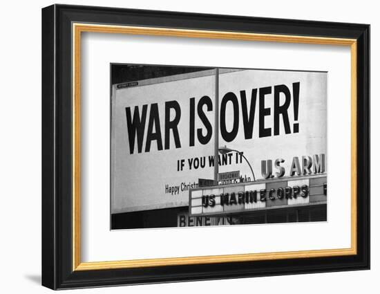 Billboard in times Square, War is Over!-null-Framed Premium Photographic Print