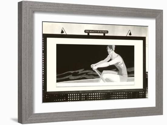 Billboard of Lady Rower, Beauty of Rowing-null-Framed Art Print