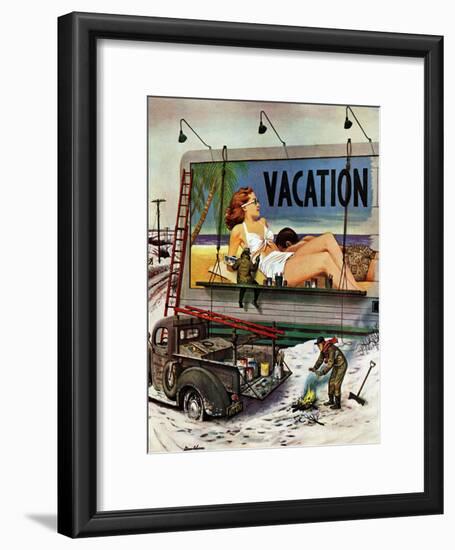 "Billboard Painters in Winter," February 14, 1948-Stevan Dohanos-Framed Giclee Print