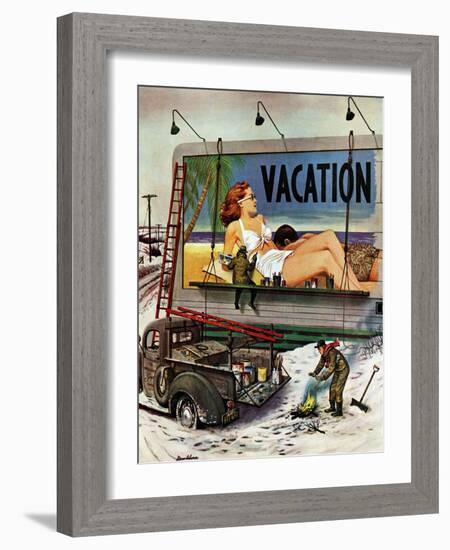 "Billboard Painters in Winter," February 14, 1948-Stevan Dohanos-Framed Giclee Print