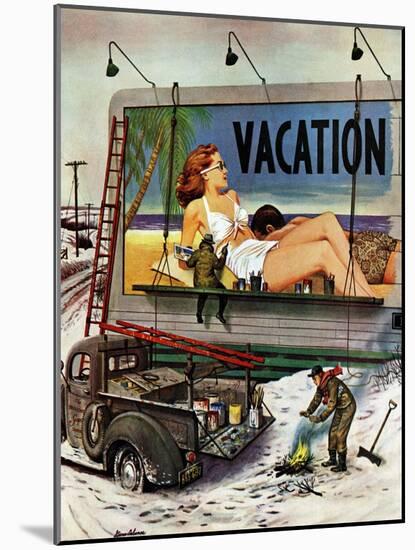 "Billboard Painters in Winter," February 14, 1948-Stevan Dohanos-Mounted Giclee Print