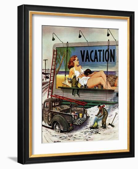 "Billboard Painters in Winter," February 14, 1948-Stevan Dohanos-Framed Giclee Print