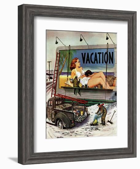 "Billboard Painters in Winter," February 14, 1948-Stevan Dohanos-Framed Giclee Print