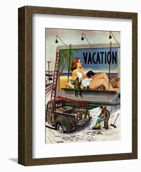 "Billboard Painters in Winter," February 14, 1948-Stevan Dohanos-Framed Giclee Print