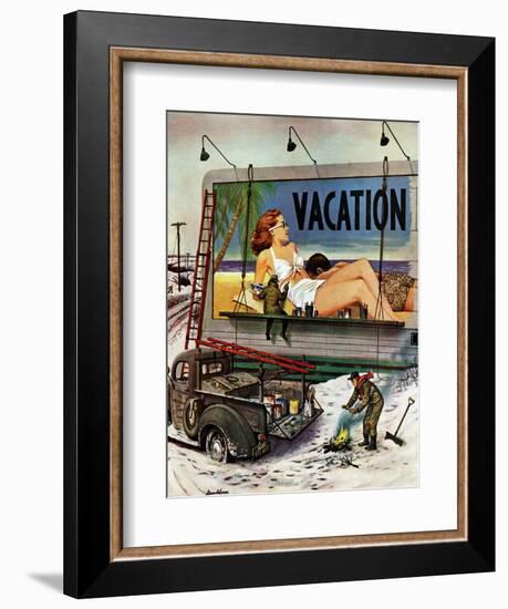 "Billboard Painters in Winter," February 14, 1948-Stevan Dohanos-Framed Giclee Print