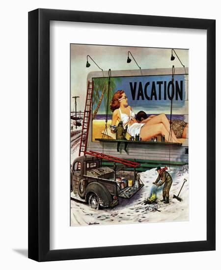 "Billboard Painters in Winter," February 14, 1948-Stevan Dohanos-Framed Giclee Print