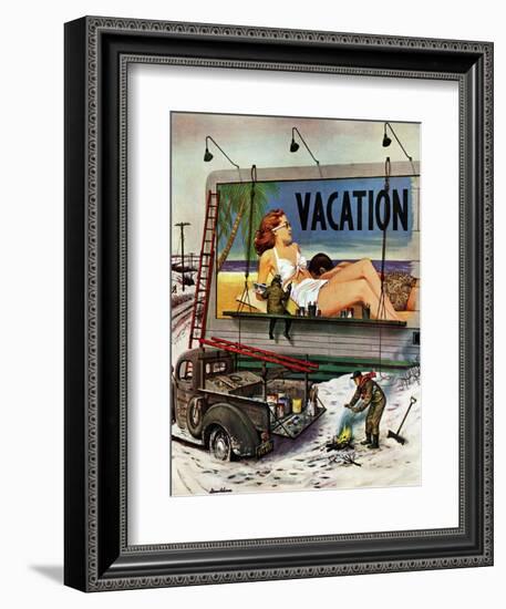 "Billboard Painters in Winter," February 14, 1948-Stevan Dohanos-Framed Giclee Print