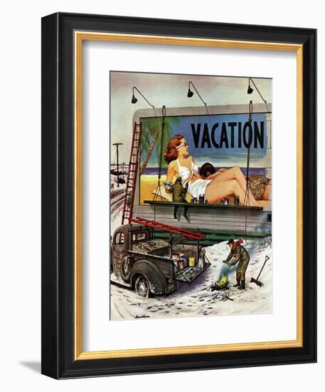 "Billboard Painters in Winter," February 14, 1948-Stevan Dohanos-Framed Giclee Print