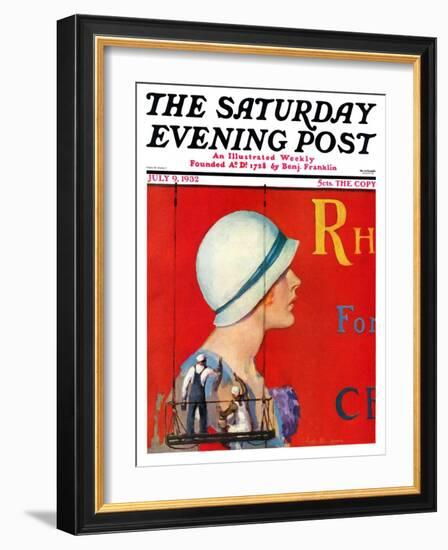 "Billboard Painters," Saturday Evening Post Cover, July 9, 1932-Penrhyn Stanlaws-Framed Giclee Print