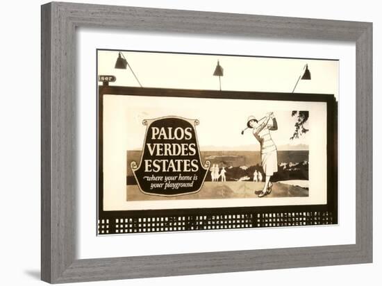 Billboard, Palos Verdes Estates, Golfer-null-Framed Art Print