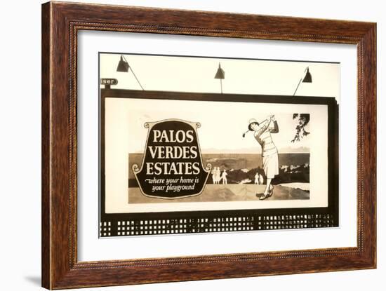 Billboard, Palos Verdes Estates, Golfer-null-Framed Art Print