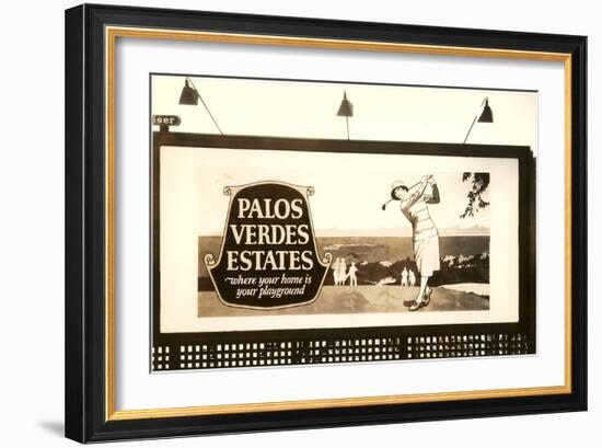 Billboard, Palos Verdes Estates, Golfer-null-Framed Art Print