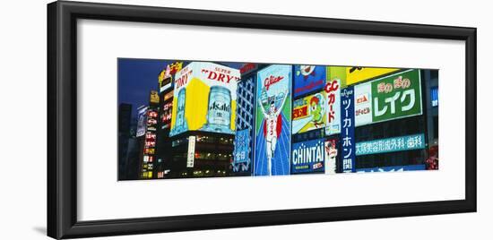 Billboards Lit Up at Night, Dotombori District, Osaka, Japan-null-Framed Photographic Print