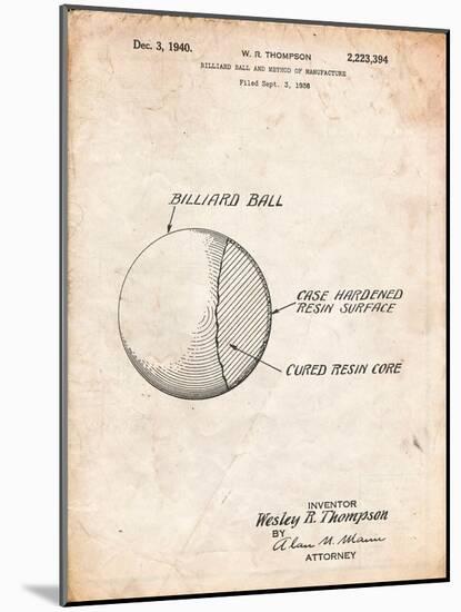 Billiard Ball Patent-Cole Borders-Mounted Art Print