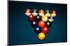 Billiard Balls Racked Up on Pool Table-null-Mounted Photographic Print