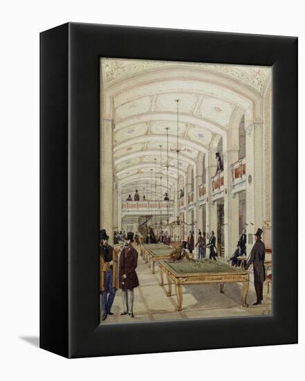 Billiard's Hall in Vienna, Austria, 19th Century-null-Framed Premier Image Canvas