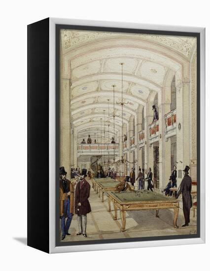 Billiard's Hall in Vienna, Austria, 19th Century-null-Framed Premier Image Canvas