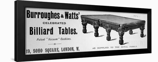 Billiard Table Adverts-null-Framed Art Print