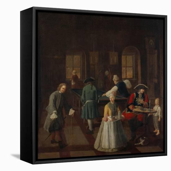 Billiards - from a Series of Four Paintings Showing People at Leisure, 18th Century-null-Framed Premier Image Canvas