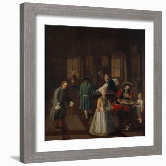 Billiards - from a Series of Four Paintings Showing People at Leisure, 18th Century-null-Framed Giclee Print