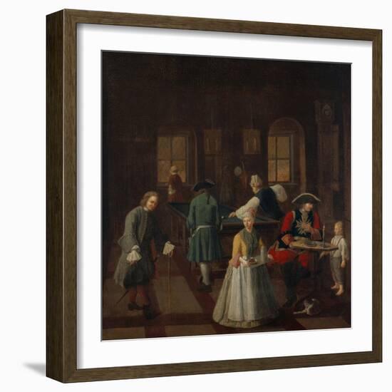 Billiards - from a Series of Four Paintings Showing People at Leisure, 18th Century-null-Framed Giclee Print