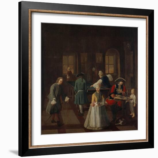 Billiards - from a Series of Four Paintings Showing People at Leisure, 18th Century-null-Framed Giclee Print