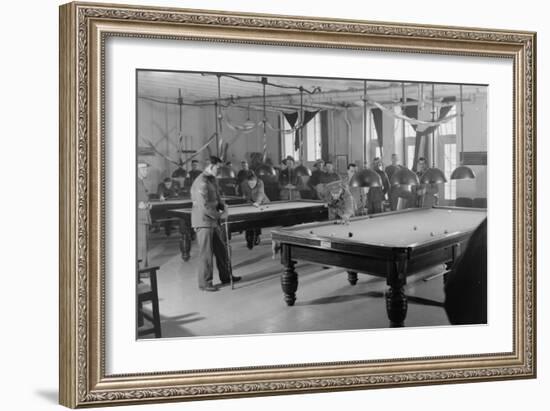 Billiards Room for Soldiers at the Y.M.C.A. Photograph-Lantern Press-Framed Premium Giclee Print