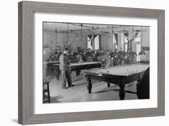 Billiards Room for Soldiers at the Y.M.C.A. Photograph-Lantern Press-Framed Premium Giclee Print