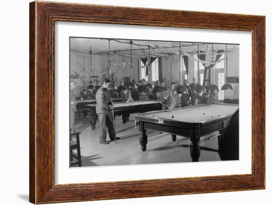 Billiards Room for Soldiers at the Y.M.C.A. Photograph-Lantern Press-Framed Premium Giclee Print