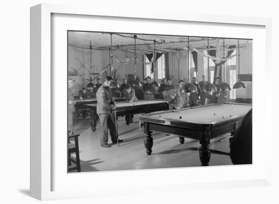 Billiards Room for Soldiers at the Y.M.C.A. Photograph-Lantern Press-Framed Premium Giclee Print