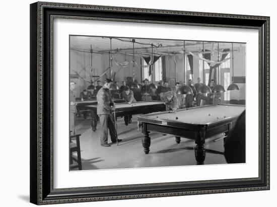 Billiards Room for Soldiers at the Y.M.C.A. Photograph-Lantern Press-Framed Premium Giclee Print