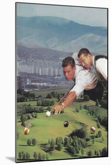 Billiards with Good Friends, 2020 (Collage)-Florent Bodart-Mounted Giclee Print