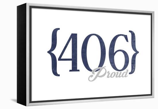 Billings, Montana - 406 Area Code (Blue)-Lantern Press-Framed Stretched Canvas